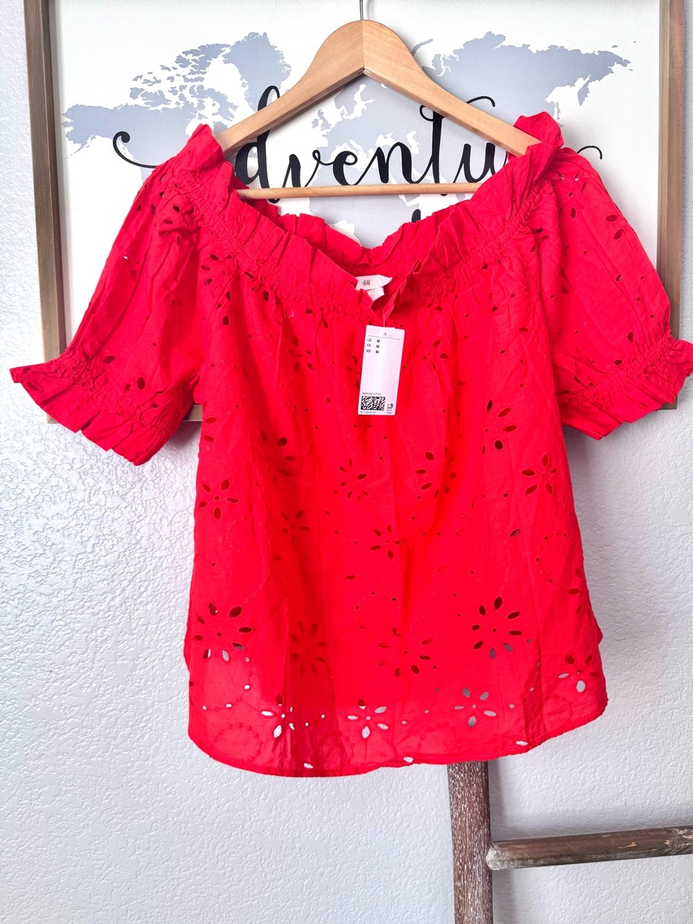 New with tags hm cotton med eyelet blouse